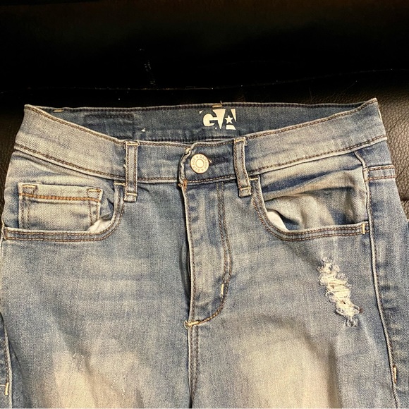 Garage Retro High Waist Jegging Stretch Jeans Light Patched Ripped - Picture 6 of 7